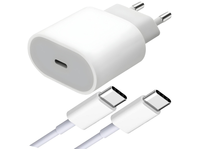 COMBO KIT CARGADOR 25W + CABLE USB-C PD CARGA RAPIDA USB TIPO PARA IPHONE 17 16 15