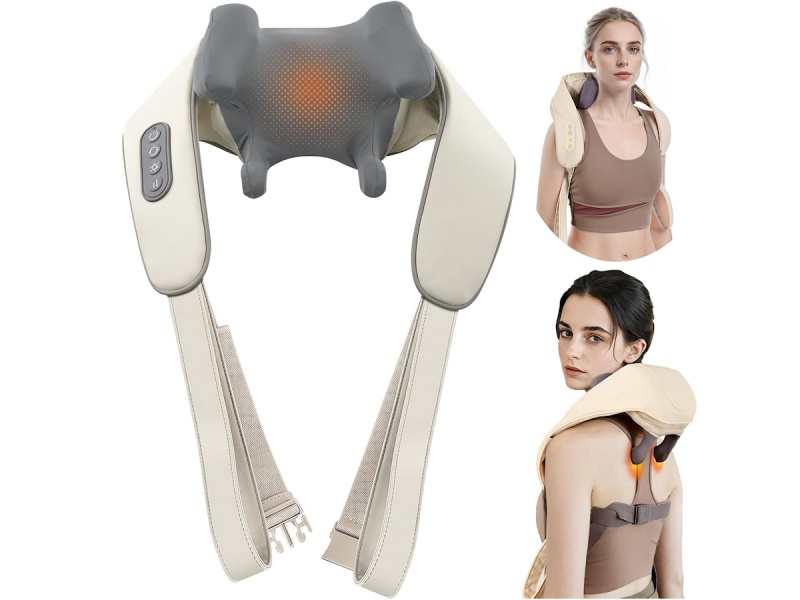 MASAJEADOR DE ESPALDA CUELLO HOMBROS CERVICALES SIMULA MANOS RECARGABLE CASA Y AUTO