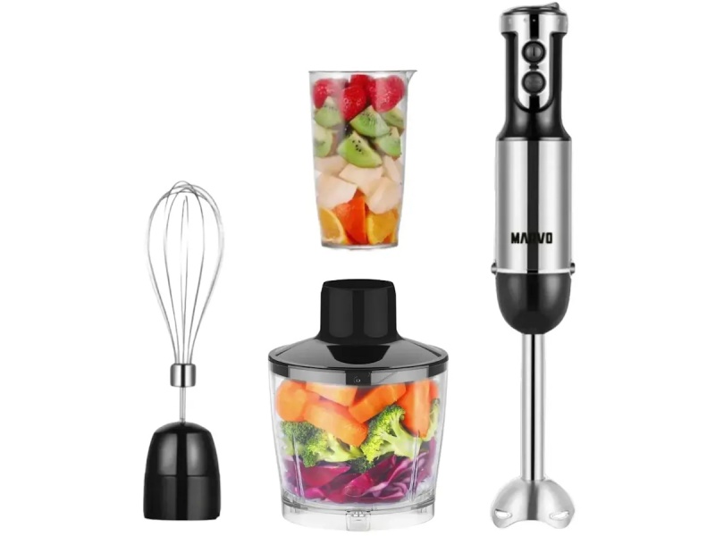 MIXER 2 VELOCIDADES 800W ACERO INOXIDABLE + BATIDOR Y 2 VASOS MARVO HBR-032
