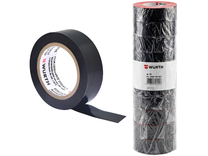 PACK X10 CINTA AISLADORA 5M X 18MM ANCHO X 0.13 ESPESOR PVC AISLANTE ELECTRICA WURTH